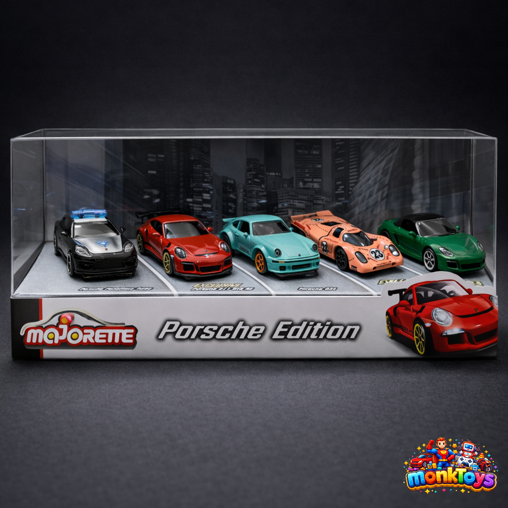 Majorette Porsche Die Cast Metal Toy Gift Set with Rotating Wheels Features, Die Cast Vehicle, Scale 1:64, For Car Fans & Collector