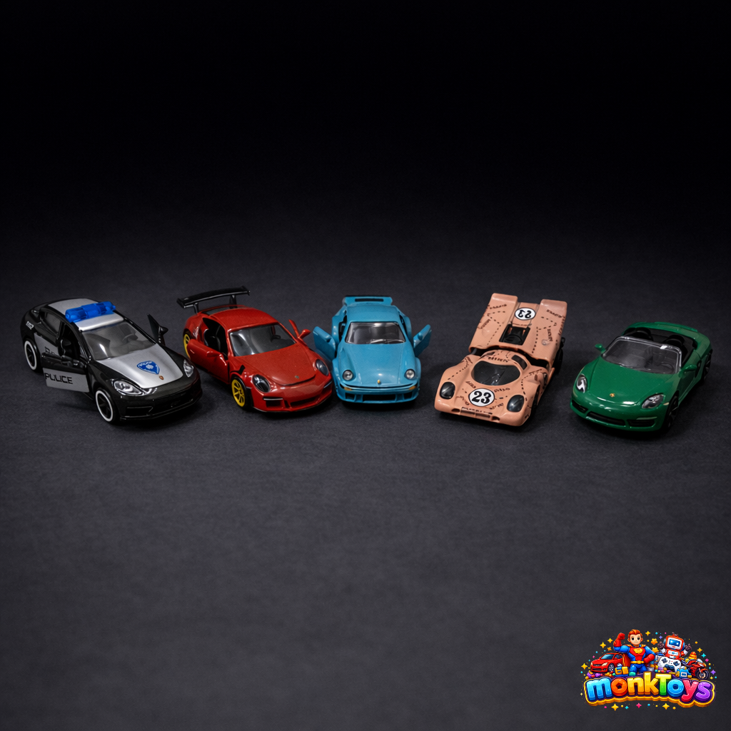 Majorette Porsche Die Cast Metal Toy Gift Set with Rotating Wheels Features, Die Cast Vehicle, Scale 1:64, For Car Fans & Collector