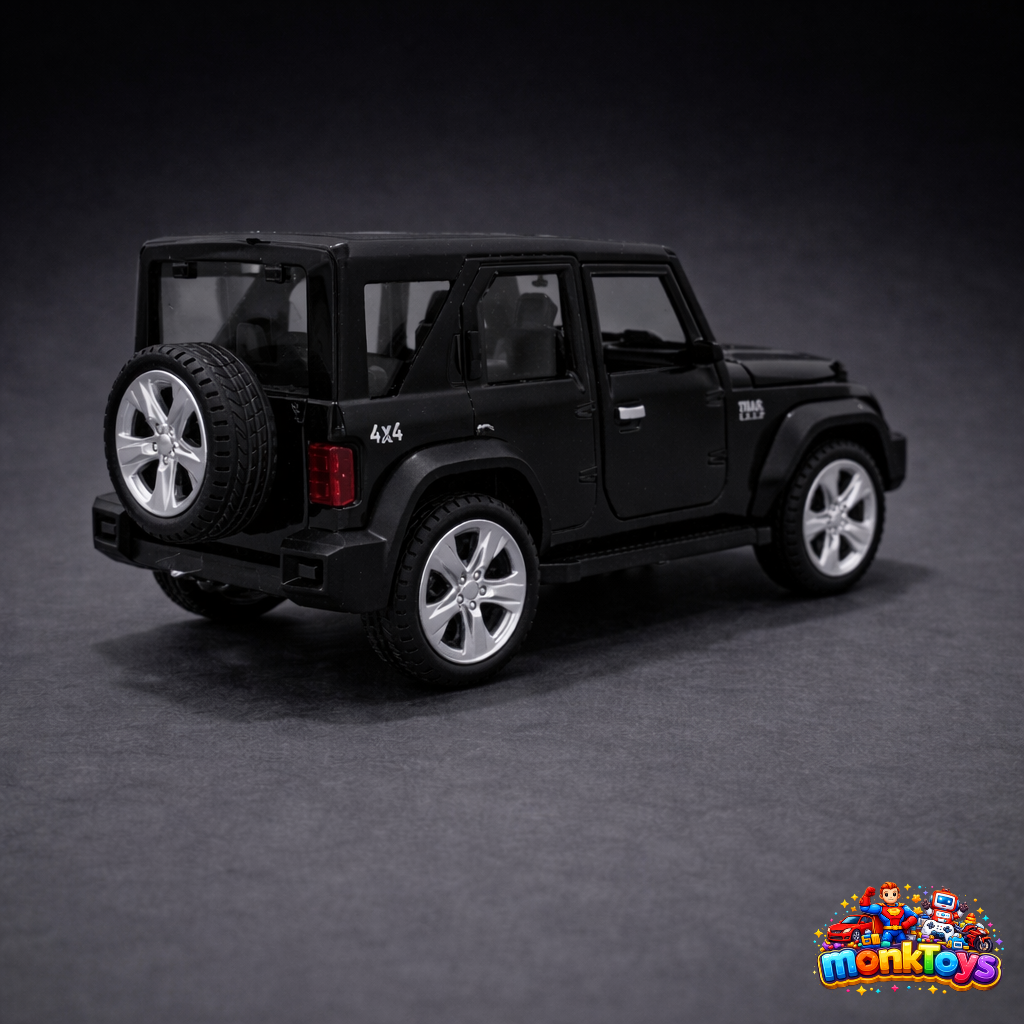Thar Roxx Die-Cast 1:28 Model Car | Off-Road Vehicle Toy with Lights & Sound | Black Thar Roxx Die Cast