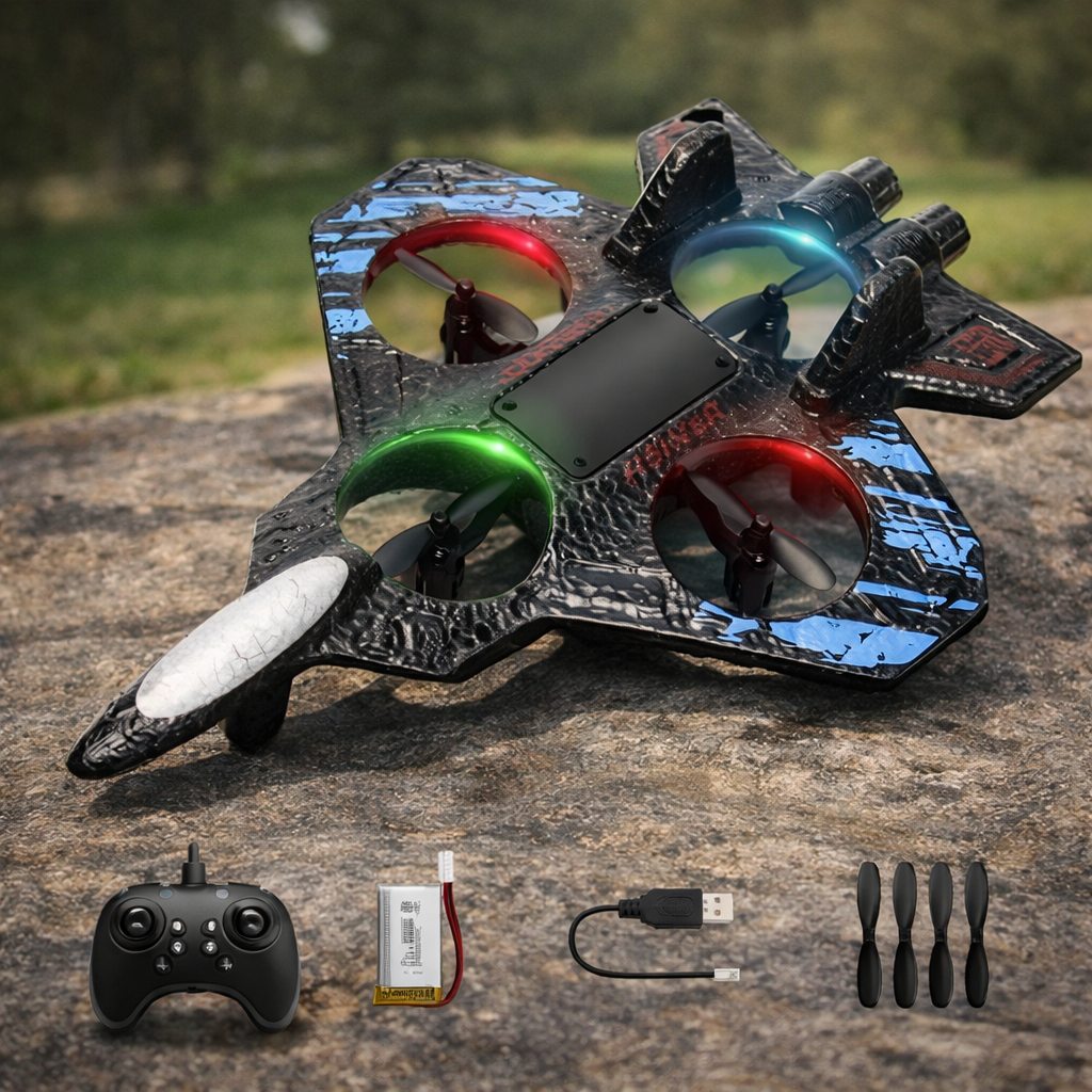 2.4GHz RC Fighter Jet Airplane for Kids – Lightweight EPP Remote Control Plane with LED Lights, 360° Stunt Rolls, Easy Takeoff, Rechargeable Battery