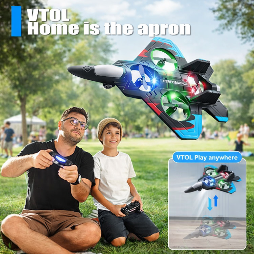 2.4GHz RC Fighter Jet Airplane for Kids – Lightweight EPP Remote Control Plane with LED Lights, 360° Stunt Rolls, Easy Takeoff, Rechargeable Battery