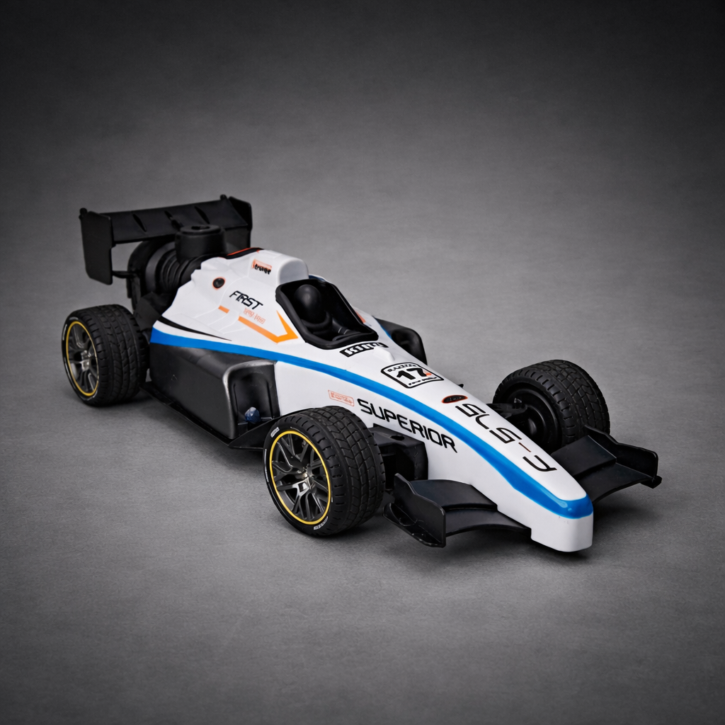 High-Speed RC Racing Car F1 Car Toy for Kids – 2WD Remote Control Racing Car, 1:14 Scale with Lights & Exhaust Effect (Rechargeable, White)