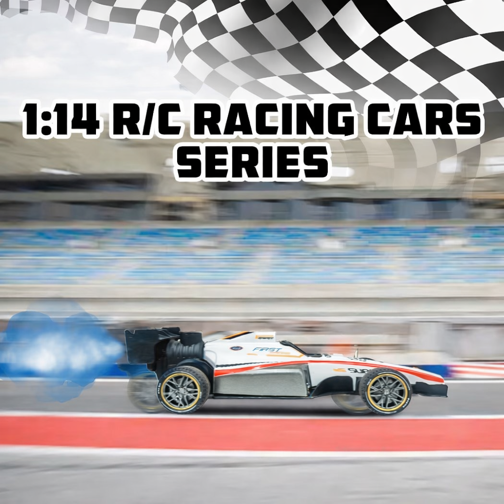 High-Speed RC Racing Car F1 Car Toy for Kids – 2WD Remote Control Racing Car, 1:14 Scale with Lights & Exhaust Effect (Rechargeable, White)