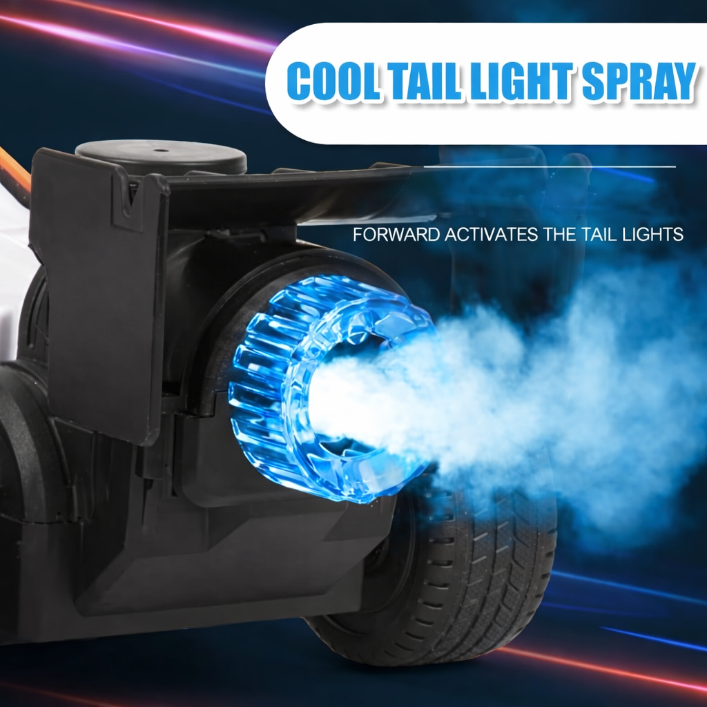 High-Speed RC Racing Car F1 Car Toy for Kids – 2WD Remote Control Racing Car, 1:14 Scale with Lights & Exhaust Effect (Rechargeable, White)