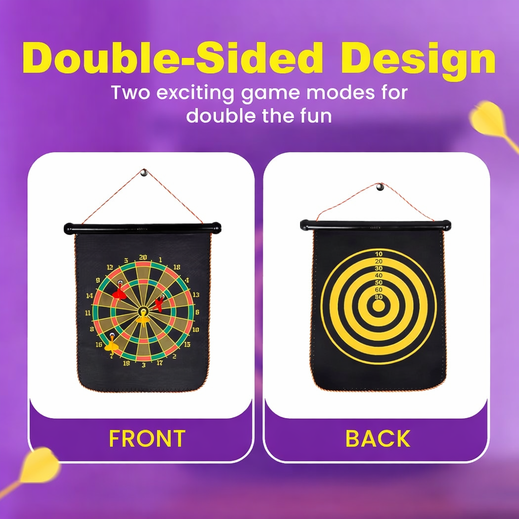Magnetic Dart Board Game for Kids & Adults – Safe Indoor & Outdoor Dart Set with 4 Magnetic Darts, 17-Inch Target Board