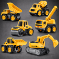 6-in-1 Unbreakable Construction Vehicle Toy Set for Kids – Crane, Excavator, Road Roller, Forklift, Mixer & Transporter Trucks