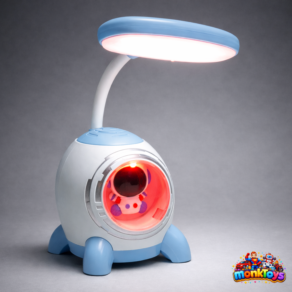 Astronaut Table Lamp LED | Mini Cute Desk Lamp for Study & Night Use | Rechargeable Study Light for Home, Office & Study Room | Blue