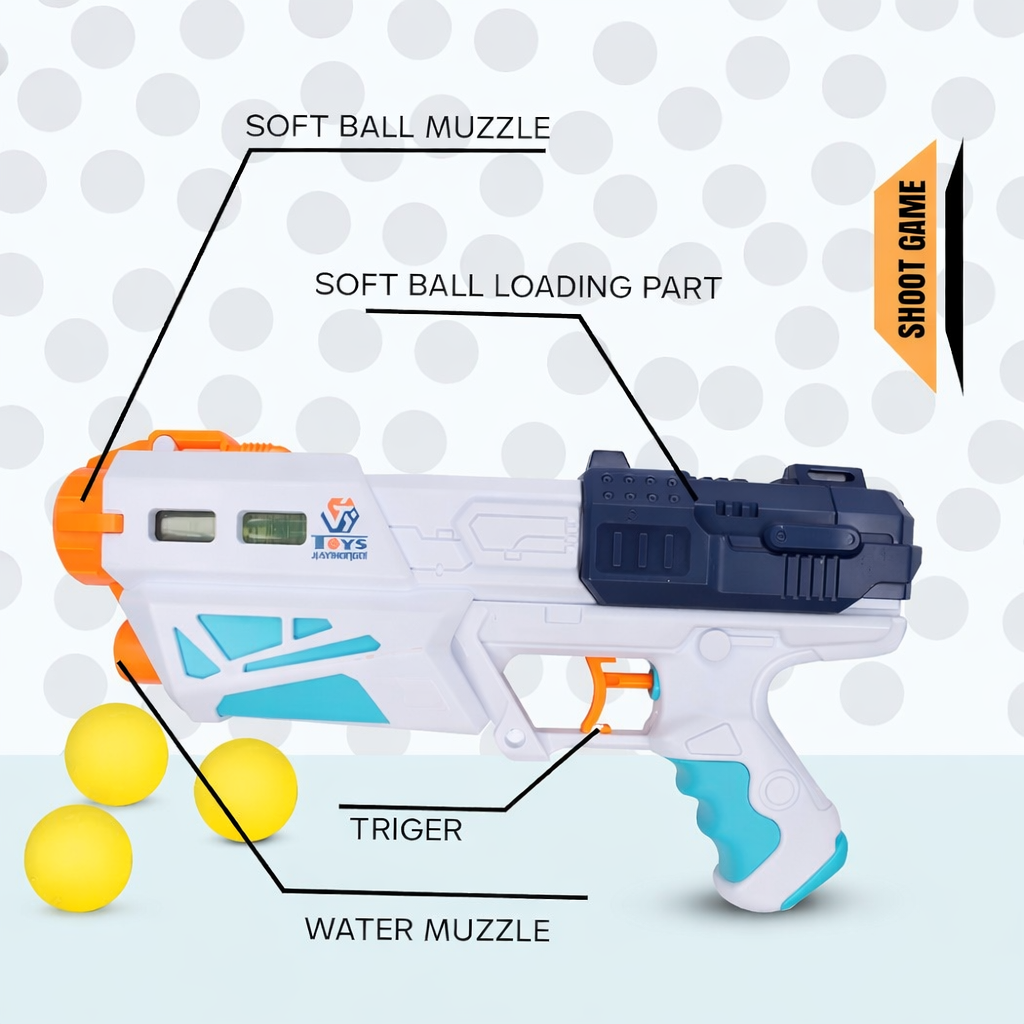 2-in-1 Foam Ball & Water Gun Toy for Kids – Magic Strike Blaster with 5 Soft Foam Balls