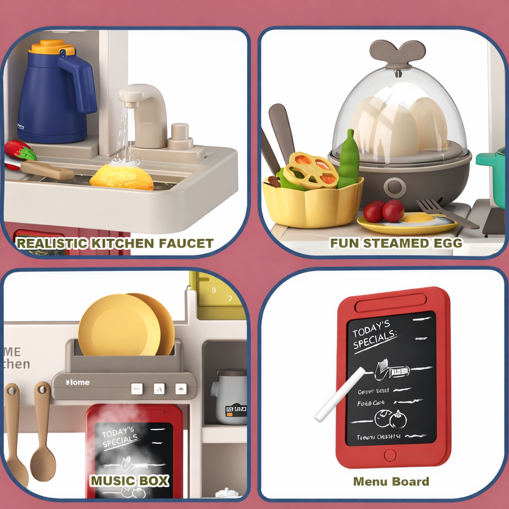 Kids Play Kitchen Set – Pretend Cooking Toy with Oven, Stove, Sink & Realistic Accessories