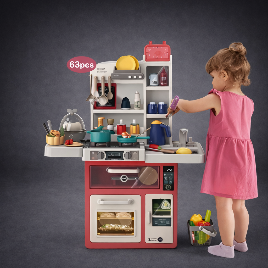 Kids Play Kitchen Set – Pretend Cooking Toy with Oven, Stove, Sink & Realistic Accessories