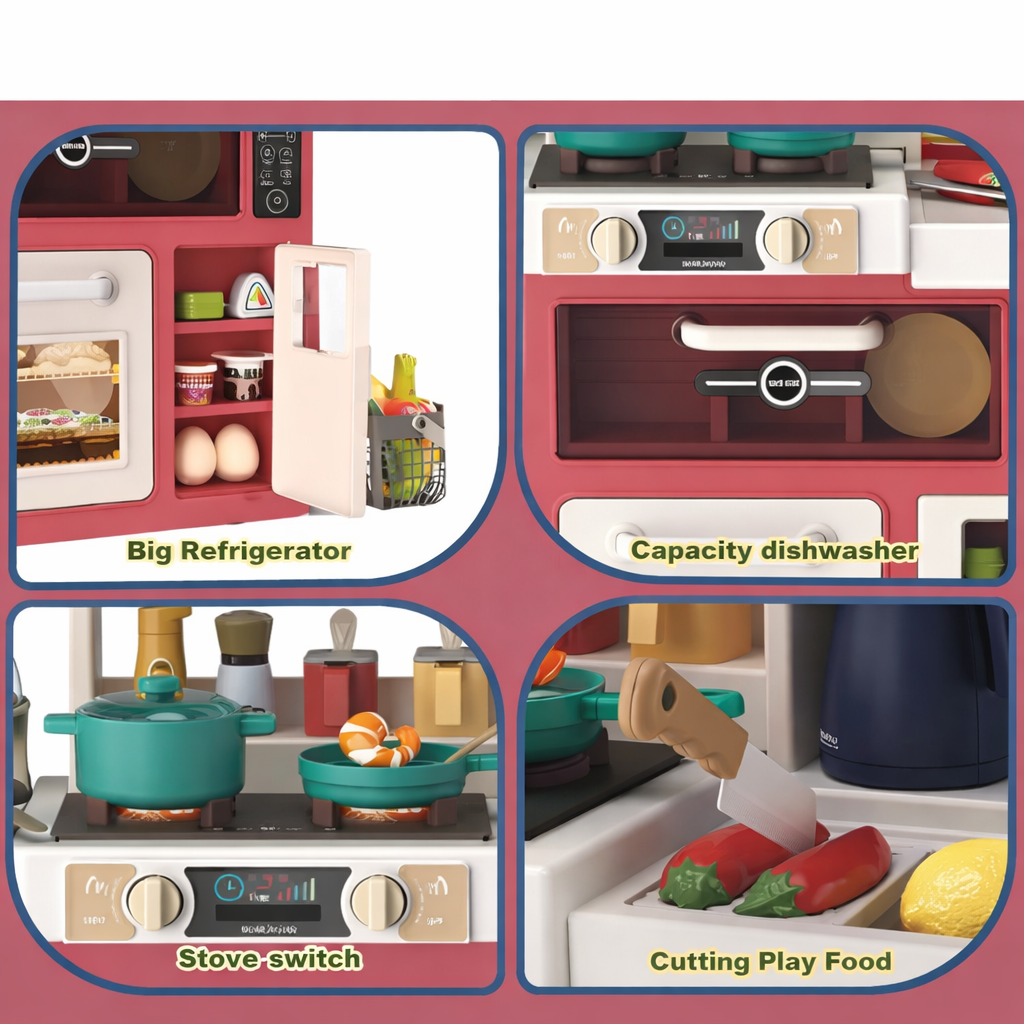 Kids Play Kitchen Set – Pretend Cooking Toy with Oven, Stove, Sink & Realistic Accessories