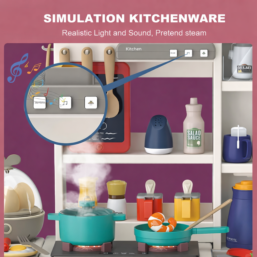 Kids Play Kitchen Set – Pretend Cooking Toy with Oven, Stove, Sink & Realistic Accessories