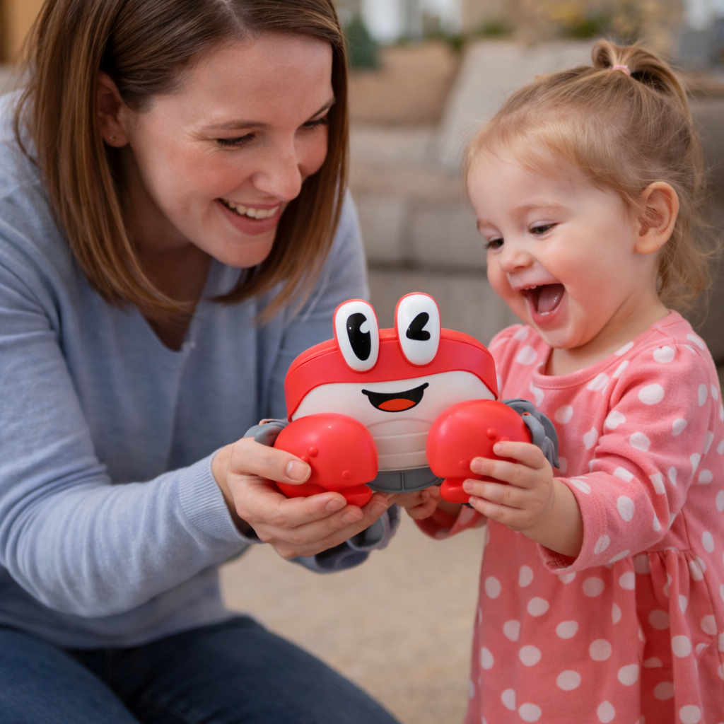 Crawling Crab Baby Toy with Lights & Music – Interactive Moving Tummy Time Toy for Babies 6 Months and older