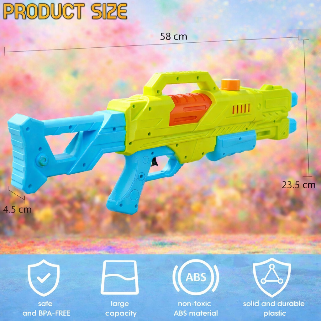 High Pressure Water Gun for Holi – Big Pichkari Toy for Kids & Adults | Powerful Water Blaster for Boys & Girls | Festival Color Play