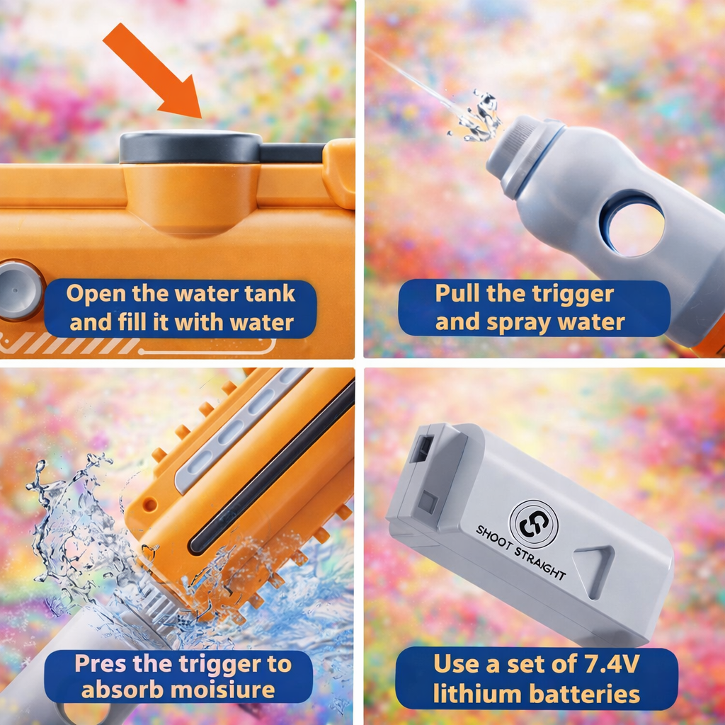 Electric Automatic Water Gun for Kids & Adults | Long Range 8–10m, Large Capacity Tank, Fast Trigger Water Blaster | Holi & Summer Outdoor Fun