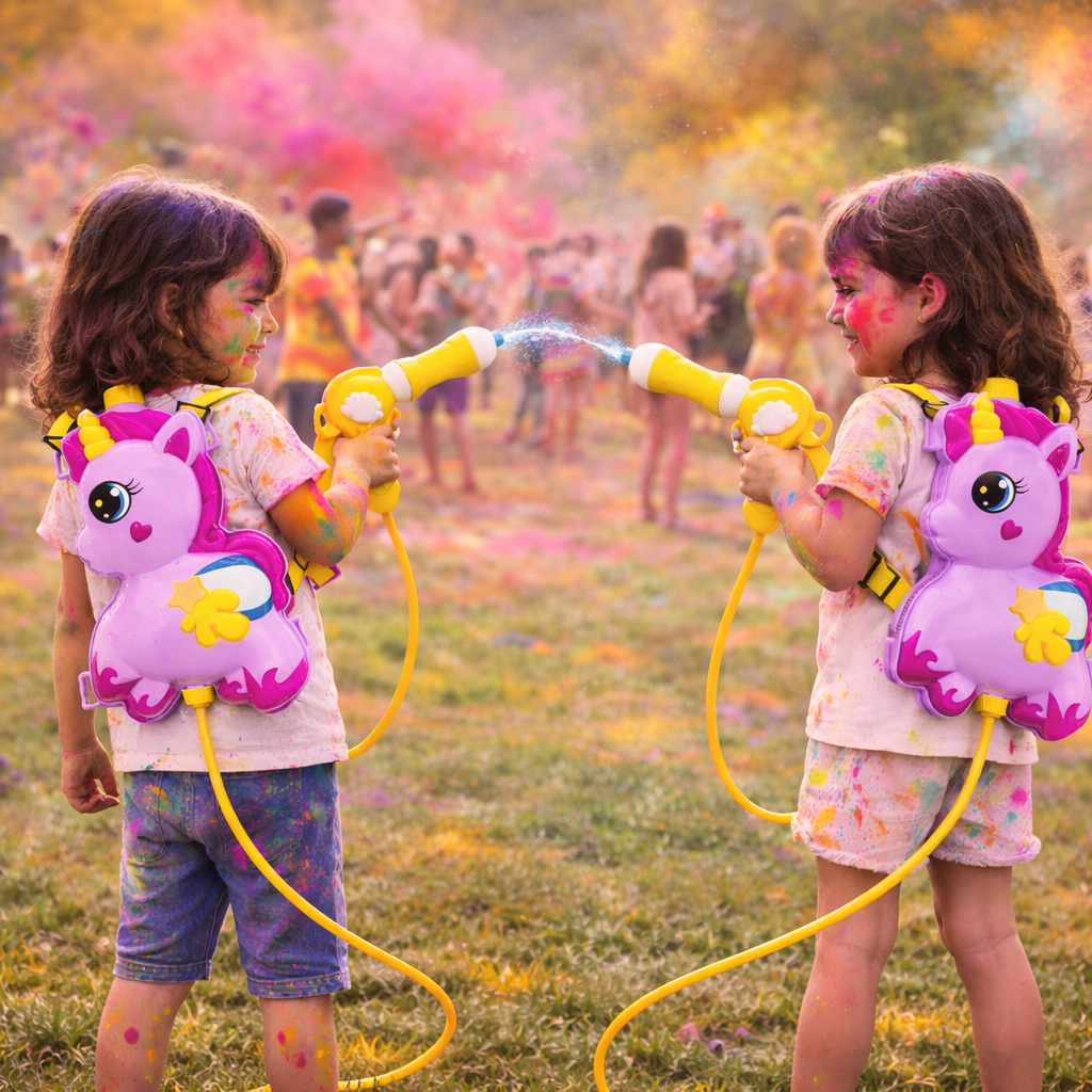 Unicorn Holi Pichkari for Kids | High Pressure Water Gun Toy with 1 Litre Tank | Colorful Water Blaster for Holi Fun