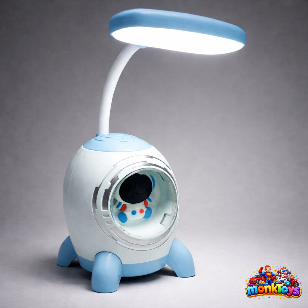 Astronaut Table Lamp LED | Mini Cute Desk Lamp for Study & Night Use | Rechargeable Study Light for Home, Office & Study Room | Blue