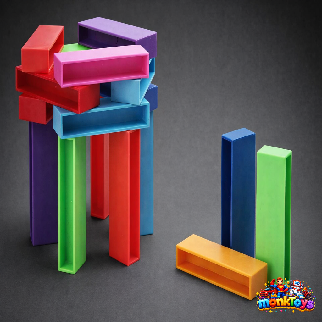 Plastic Domino Blocks Game for Kids | Educational Learning Board Game for Color Recognition | Birthday Gift for Boys & Girls 3–10 Years | 2 in 1 Domino Blocks for Children | 150 Pcs Set