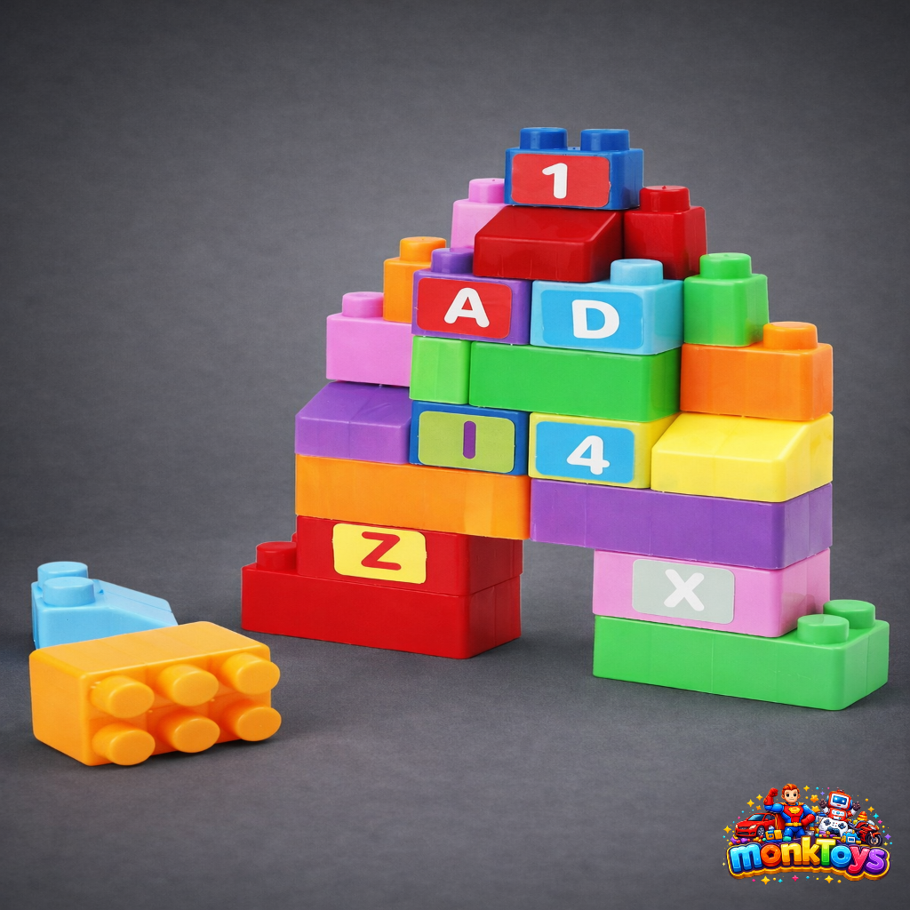 Big Mega Building Blocks Set for Kids | Large Size Construction Block Toy for Boys & Girls | Multicolour 48 Pcs