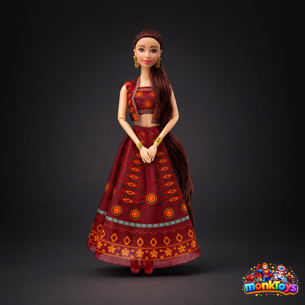 Alia Fashion Princess Doll for Girls in Traditional Indian Outfit | Pretend Play Toy | Birthday Gift for Kids 3+ Years (Brown Lehenga)