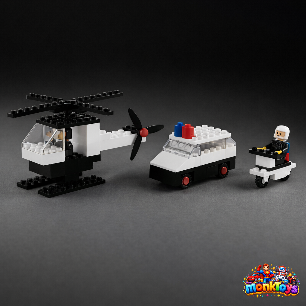 Highway Patrol Building Blocks Set for Kids | 260 Piece Interlocking Construction Toy with Helicopter, Police Station & Vehicles | Age 5+ Years