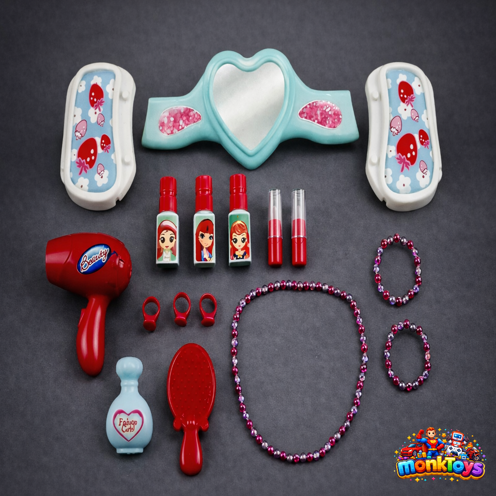 Girls Beauty Makeup Toy Set | Pretend Play Cosmetic Kit with Accessories & Suitcase | Kids-Safe Plastic Toy | Multicolour | 19 Pcs