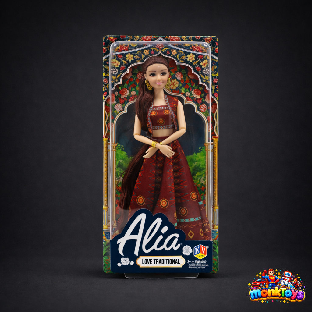 Alia Fashion Princess Doll for Girls in Traditional Indian Outfit | Pretend Play Toy | Birthday Gift for Kids 3+ Years (Brown Lehenga)