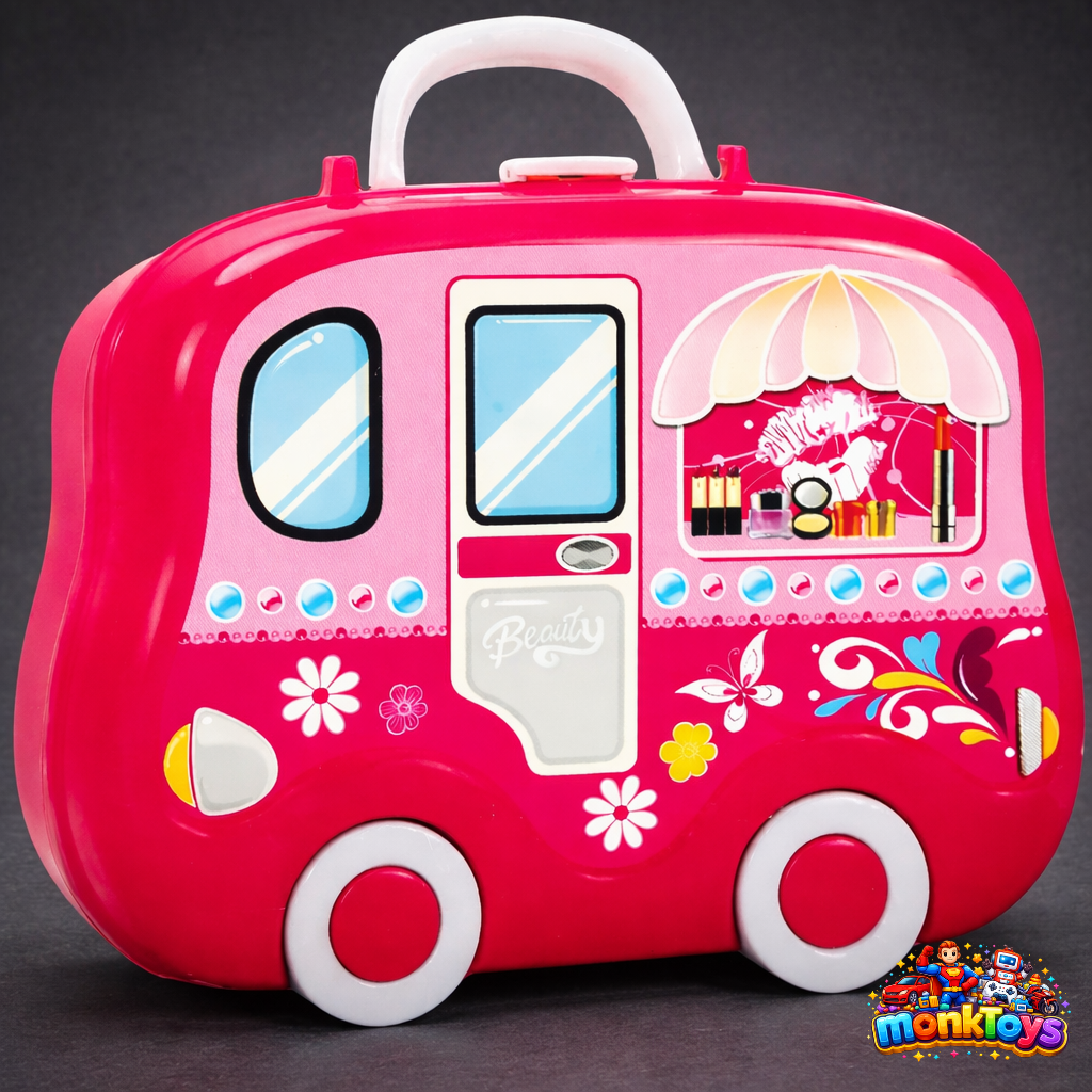 Girls Beauty Makeup Toy Set | Pretend Play Cosmetic Kit with Accessories & Suitcase | Kids-Safe Plastic Toy | Multicolour | 19 Pcs